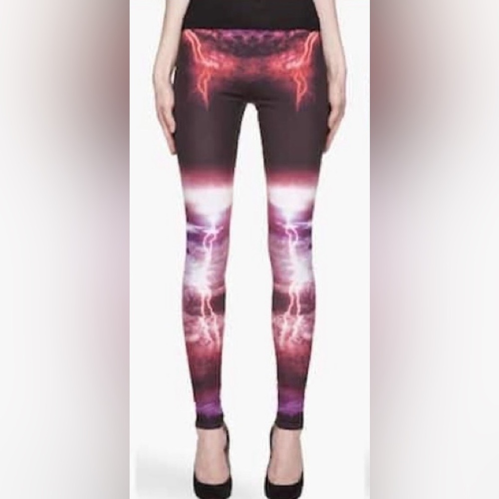 Alexander McQueen Pink & Purple Lightning-Print Leggings